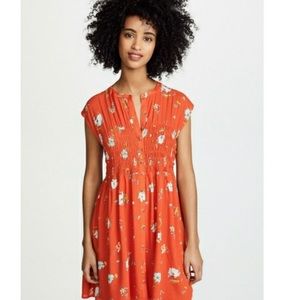 Free People Orange Floral Dress